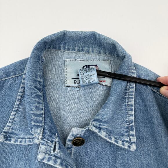 Vintage Rafaella Denim Dress Button Front Sleeveless Cotton Size 6 Cottagecore - Picture 8 of 9